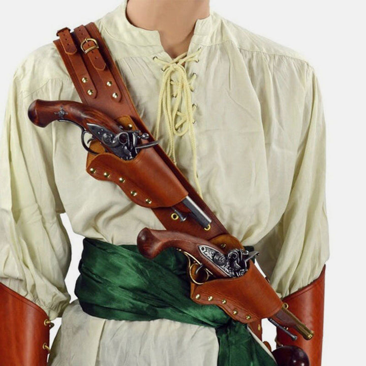 Mittelalterliche Piraten-Steinschlossholster-Schultertasche mit verstellbarem Riemen für LARP-Cosplay