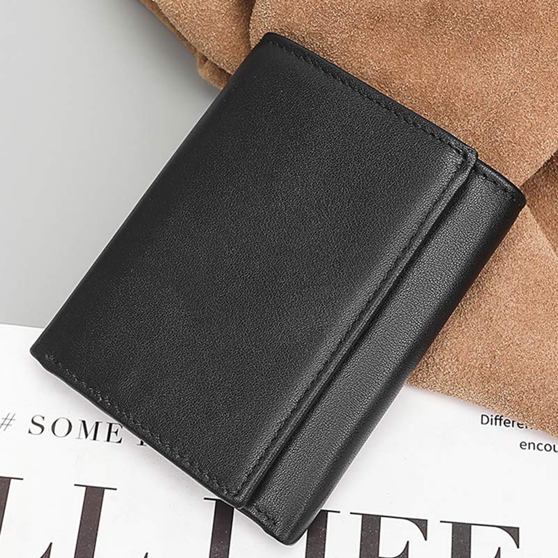 RFID-Geldbörse aus Leder für Herren, schmale Vordertasche, dreifach faltbare Geldbörse