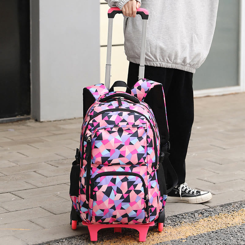 Schultasche mit Rollenden Rädern für Jungen und Mädchen, bunt bedruckter Rucksack