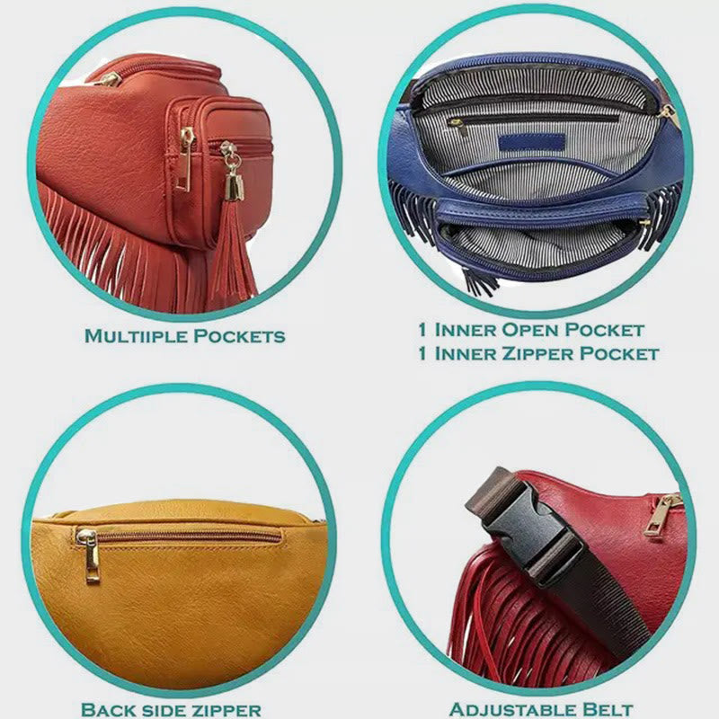 Gürteltasche für Damen, multifunktionale Umhängetasche mit Quaste für den Außenbereich
