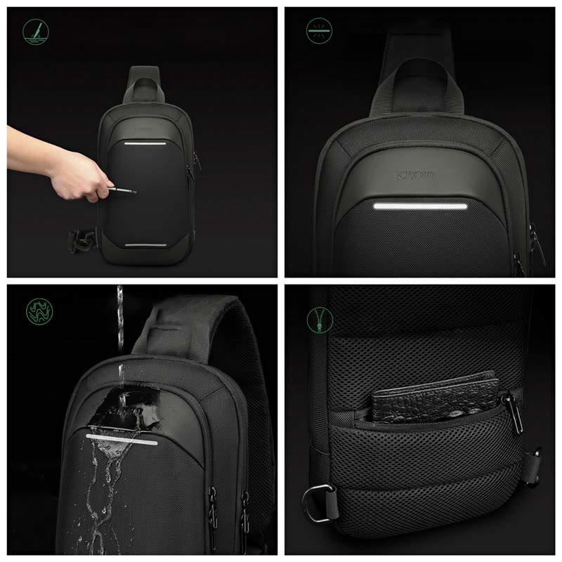 Schultertasche für Herren, Business-Umhängetasche mit USB-Ladefunktion