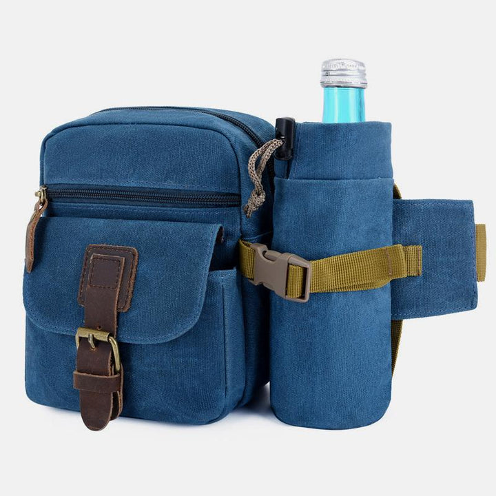 Canvas-Gürteltasche für Damen und Herren, Hüfttasche, Brusttasche mit Flaschenfach