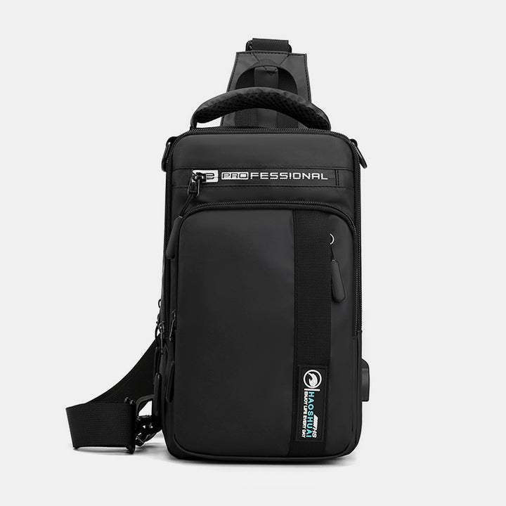 Leichte klassische Schultertasche mit mehreren Taschen und USB-Ladeanschluss für 4 Verwendungszwecke