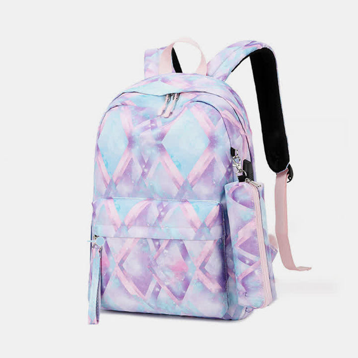 Schulrucksack Daypack Süßes 3-teiliges Schulranzen-Set mit USB-Ladeanschluss