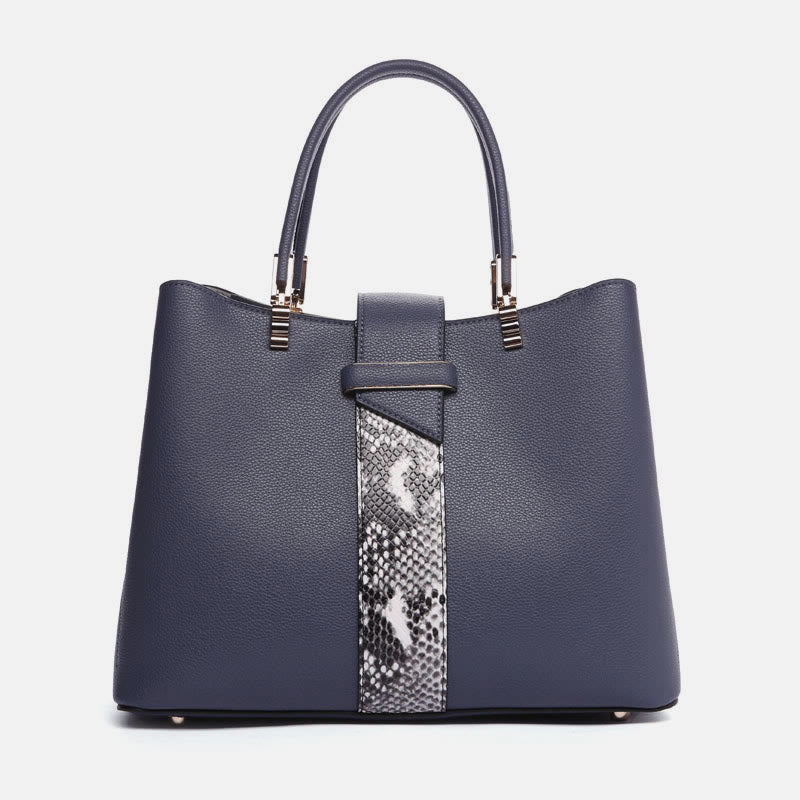 Damen Elegante Handtasche Schlangenhaut Textur Dekor Strapazierfähiges Leder Tote