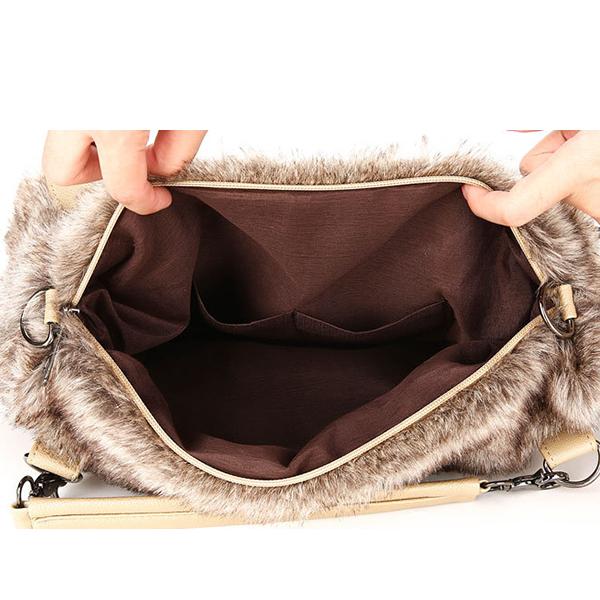 Damen Plüsch Elegante Schultertasche Tote Handtasche