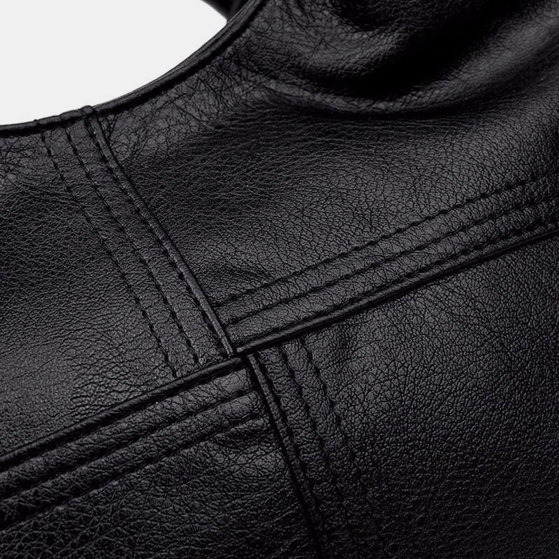 Weiche Lederhandtasche mit Nähten und fester Umhängetasche