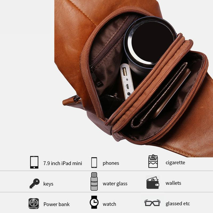Multifunktions-Schultertasche aus echtem Leder im Vintage-Stil