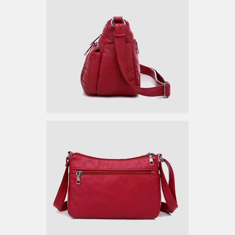 Einfarbige Umhängetasche mit mehreren Taschen