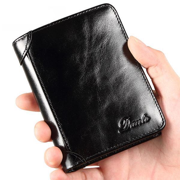 RFID-diebstahlsichere Vintage-Geldbörse aus echtem Leder