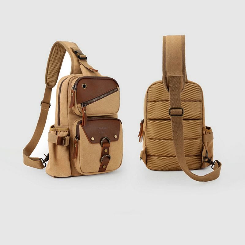 Schultertasche für Herren im Retro-Design, leichte Umhängetasche aus Canvas