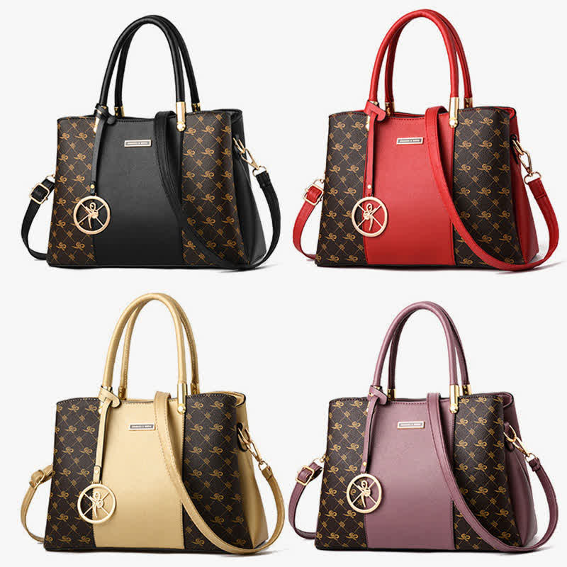 Umhängetasche mit drei Fächern, Schultertasche, Handtasche für Damen