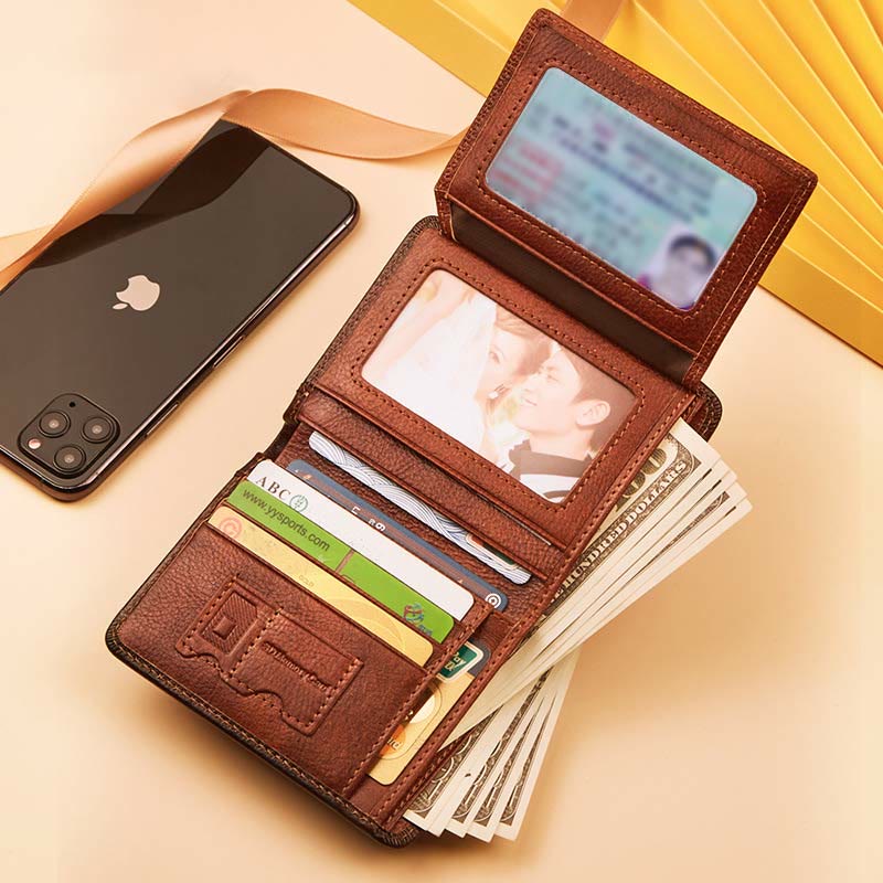 RFID-diebstahlsichere Vintage-Geldbörse aus echtem Leder