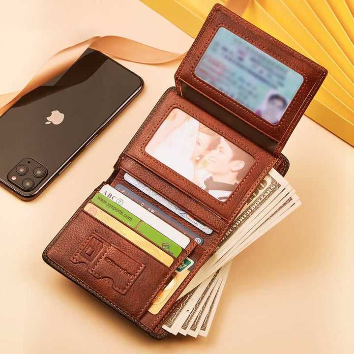 RFID-diebstahlsichere Vintage-Geldbörse aus echtem Leder