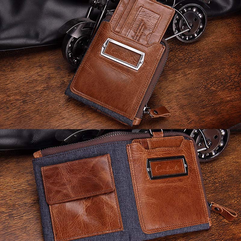Vintage Leder Geldbörse Super geräumige bifold Kurze Geldbörse für Männer