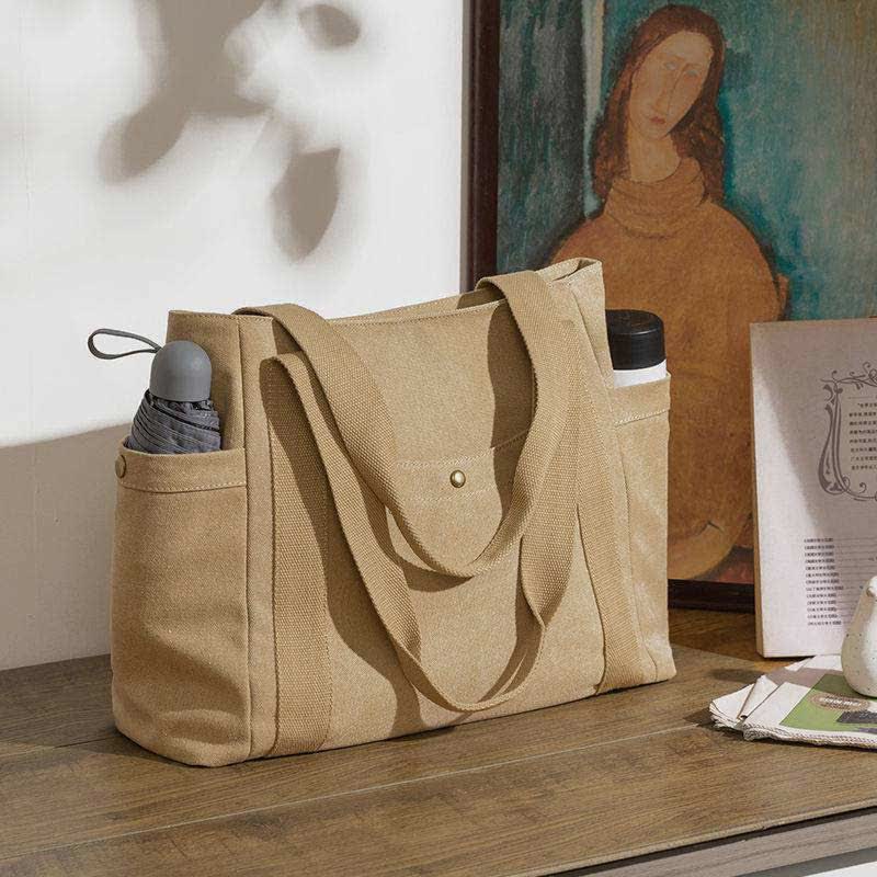 Große Kapazität Canvas Schultertasche Mehrere Taschen Handtasche Einkaufs