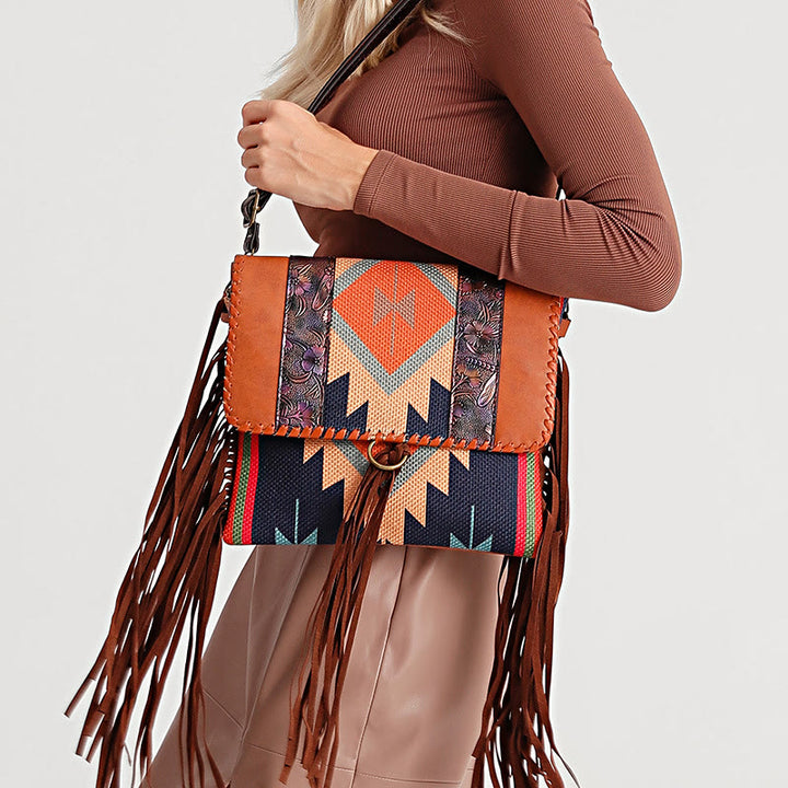 Umhängetasche für Damen, Vintage, Quaste, große Kapazität, Einkaufstasche