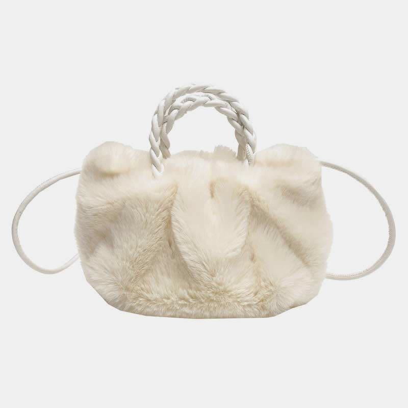 Damen Kunstpelz Winter Handtasche Schultertasche Top Griff Satchel Handtasche