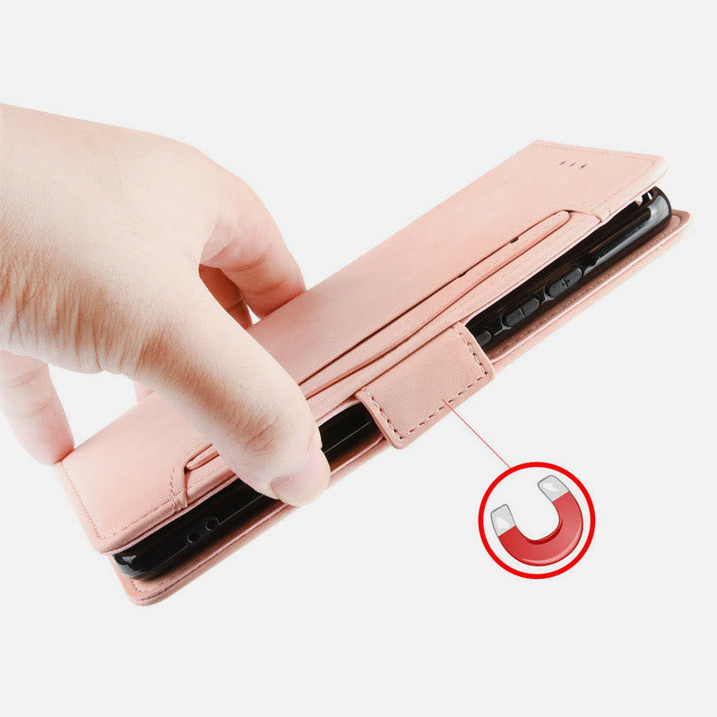 Huawei Mate 60 Clamshell-Telefonhülle aus Leder mit mehreren Kartenfächern