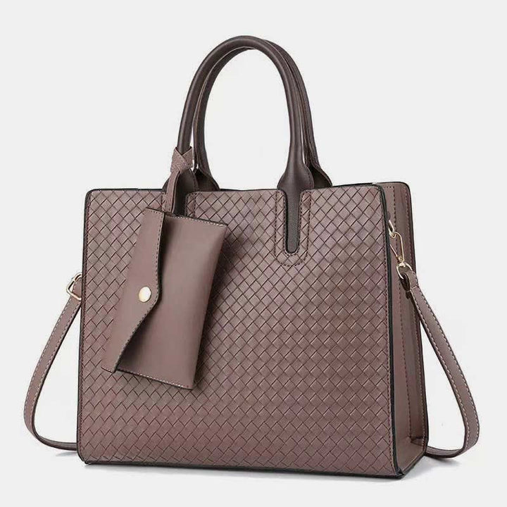 Gewebte Tragetasche für Damen, lässige Handtasche mit Griff oben und kleiner Geldbörse