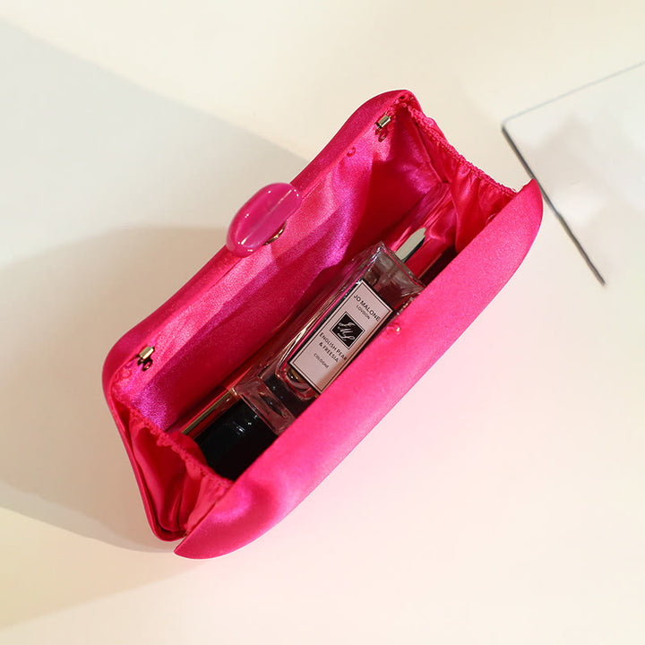 Abendtasche für Damen, schlichte, quadratische Clutch mit einfarbigem Verschluss