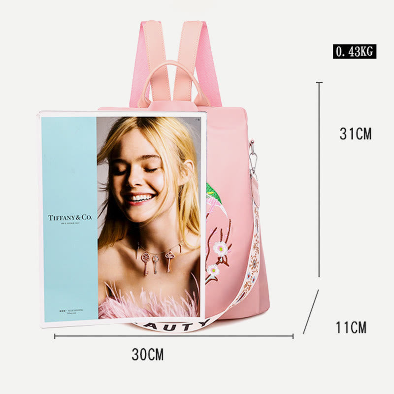 Rucksack für Damen, große Kapazität, Outdoor-Stickerei, Freizeit-Tagesrucksack