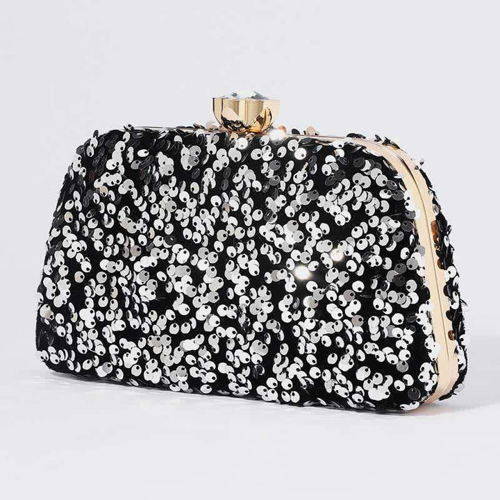 Damen Glitzer Clutch Perlen Pailletten Party Abendtasche mit Umhängegurt