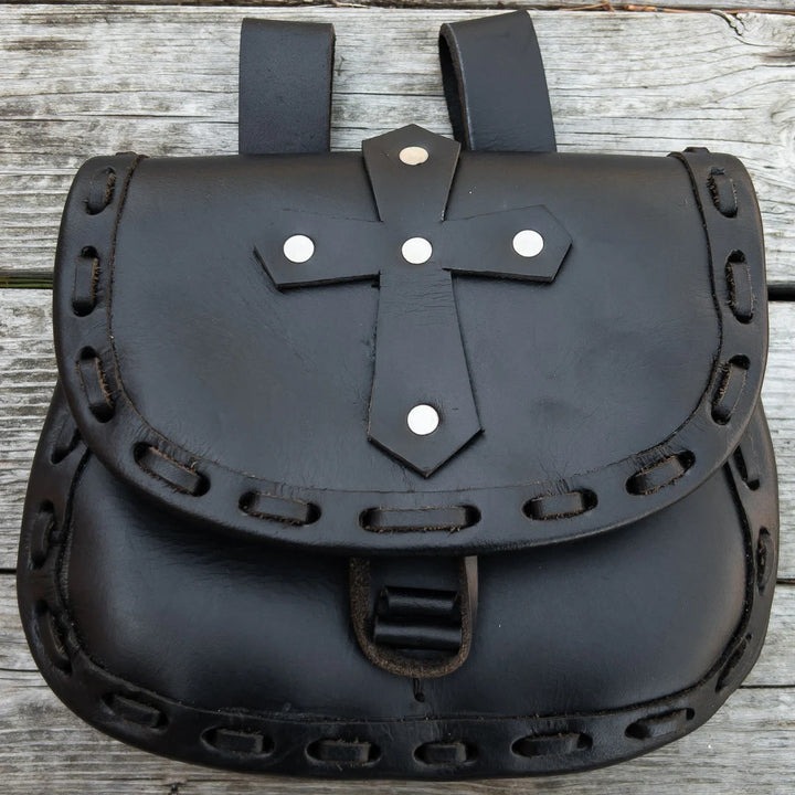 Vintage Gürteltasche Mittelalterliche Kreuzschnalle Cosplay Leder