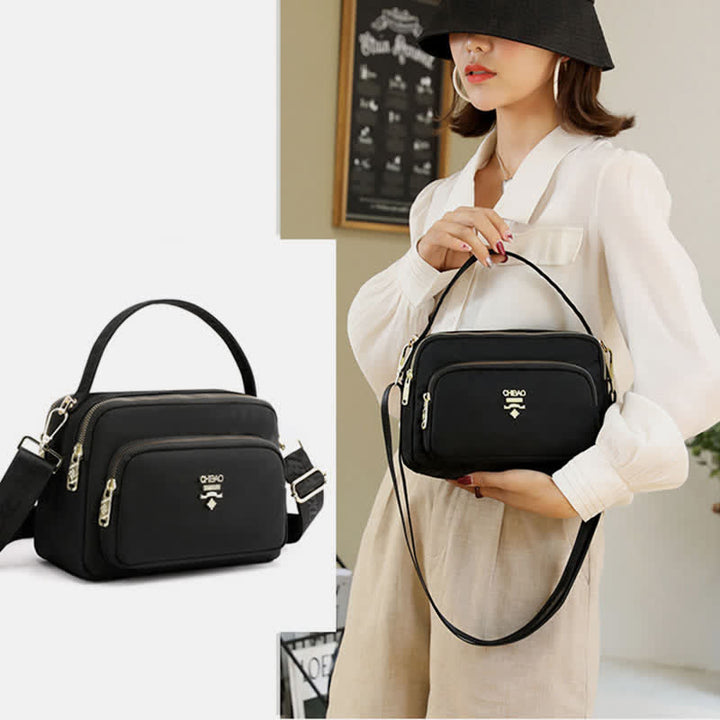 Umhängetasche mit Dreifach-Reißverschluss für Damen, wasserdichte, leichte Schulterhandtasche aus Nylon