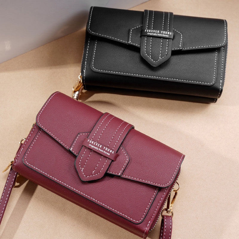 Umhängetasche im Retro-Stil mit Münzfach und mehreren Karten