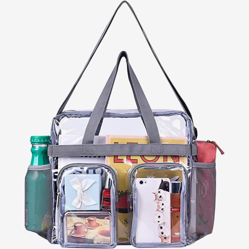 Tragetasche für Ausflüge, tragbare, transparente Umhängetasche mit mehreren Taschen