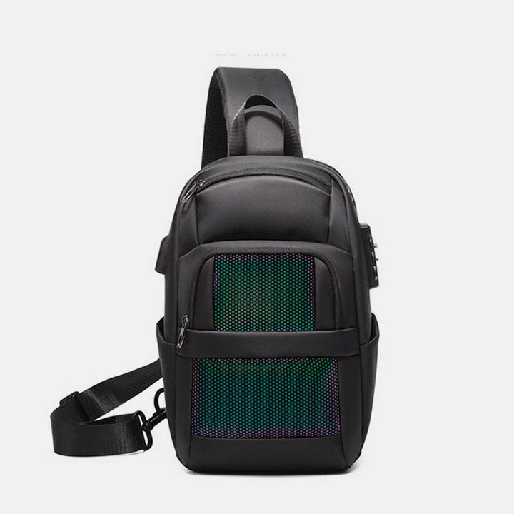 Diebstahlsichere, reflektierende Schultertasche für Herren, Ein-Schulter-Rucksack mit USB-Ladeanschluss