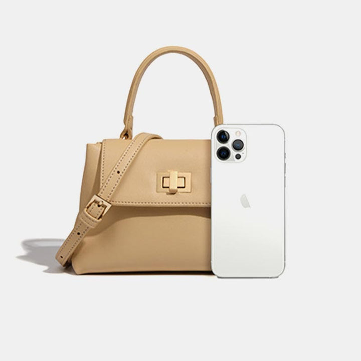 Top-Griff-Tasche für Damen, schlichte Vintage-Umhängetasche aus weichem Leder