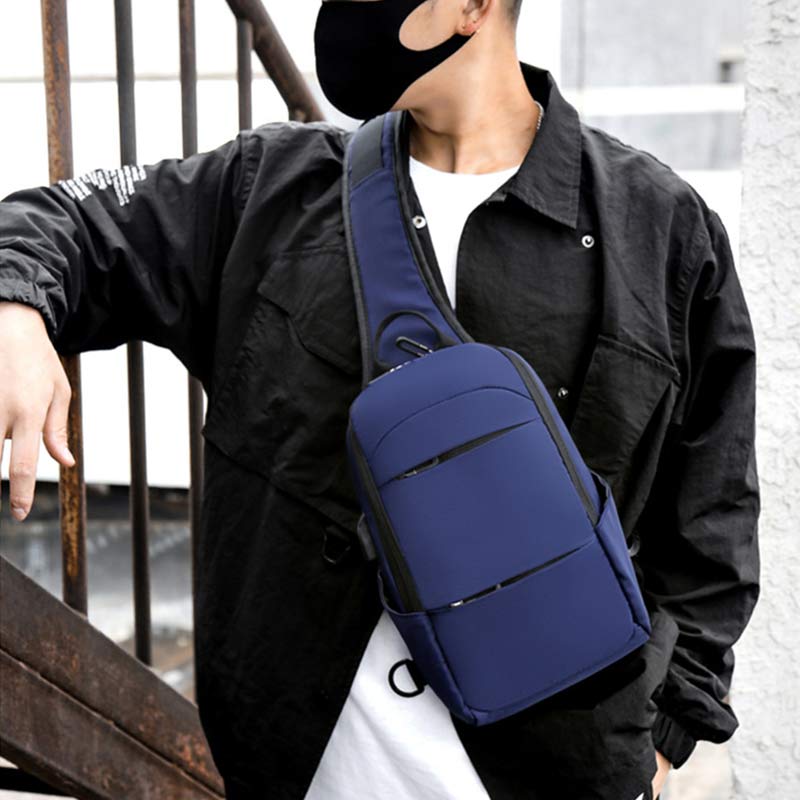 Sling Crossbody Rucksack Umhängetasche für Herren mit USB-Ladeanschluss