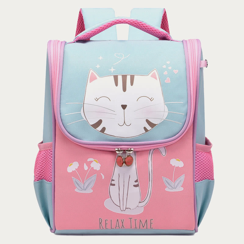 Cartoon-Rucksack für Kinder mit Tierdruck, Wirbelsäulenschutz, Schultasche