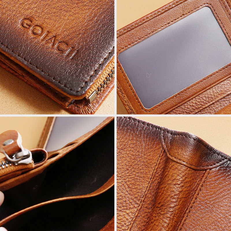 RFID-Diebstahlsichere Retro-Geldbörse aus Leder