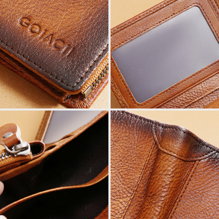 RFID-Diebstahlsichere Retro-Geldbörse aus Leder