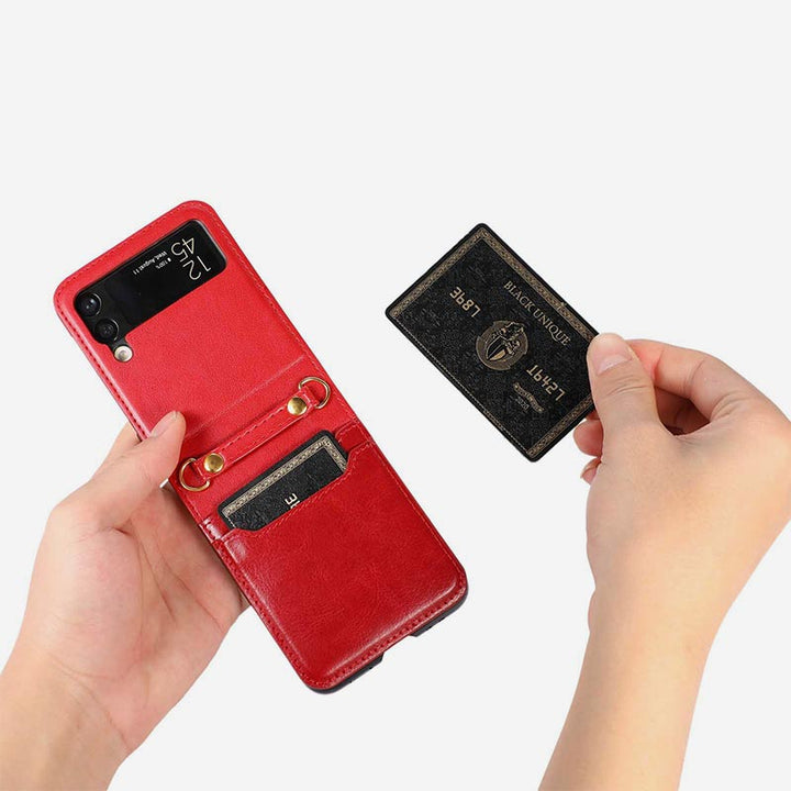 Samsung Galaxy Z Flip 3 Handyhülle, einfarbige Crossbody-Handytasche mit Kartenfach