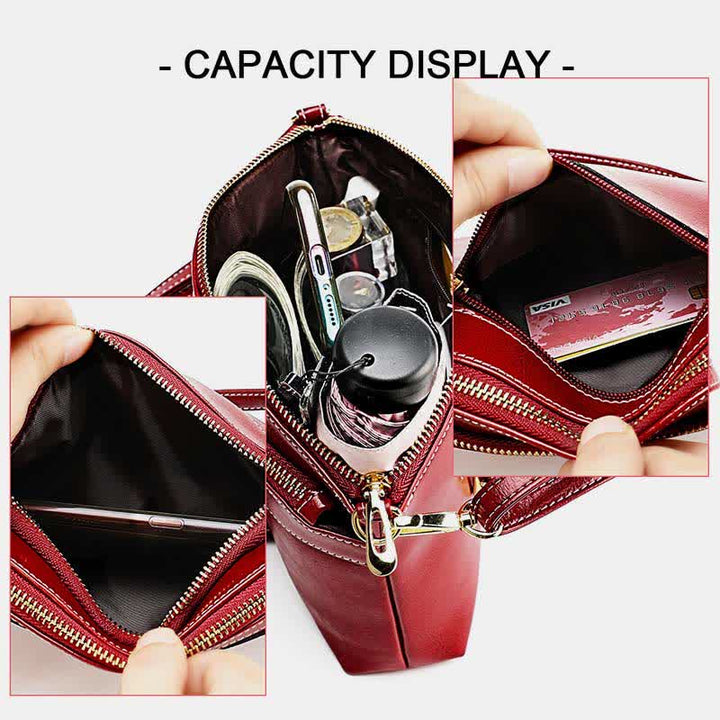 Retro-Umhängetasche aus echtem Leder für Damen, geräumige kleine Handytasche