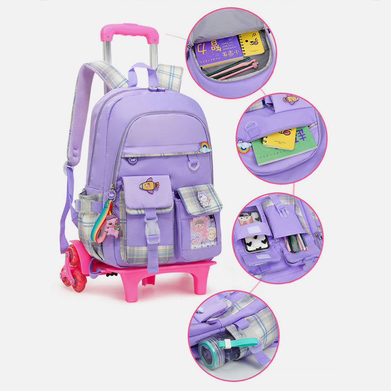 Schulrucksack für Kinder mit süßem Muster und Rollen
