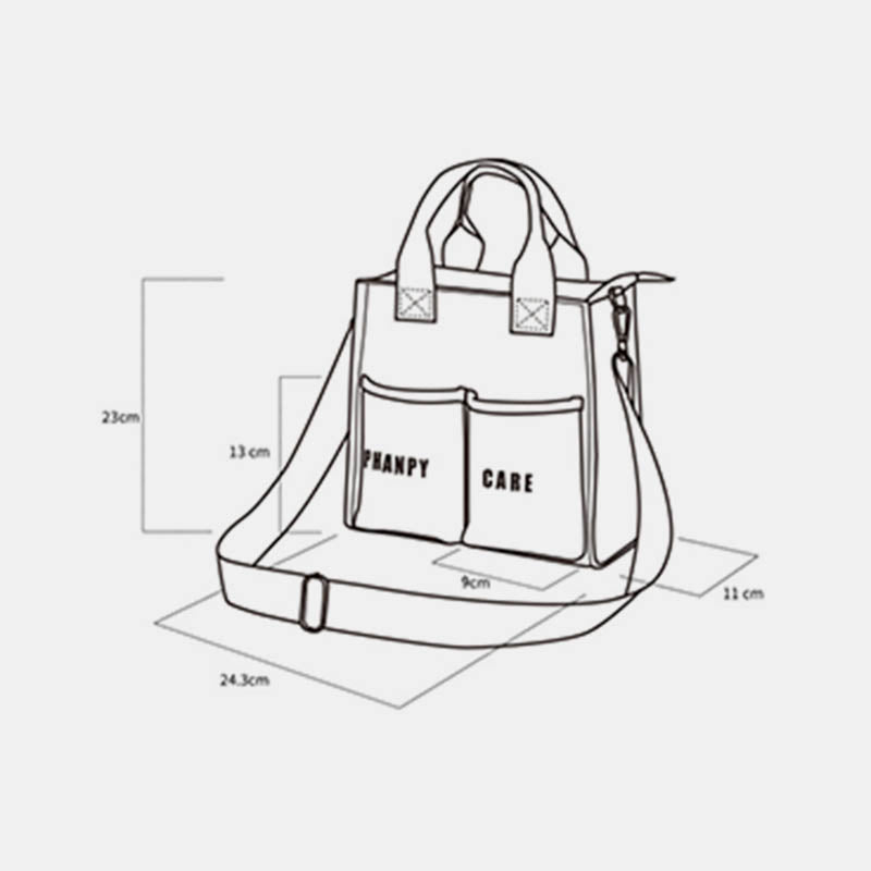 Funktionelle Handtasche, Tote Mommy Bag, Schultertasche mit mehreren Taschen und Umhängegurt