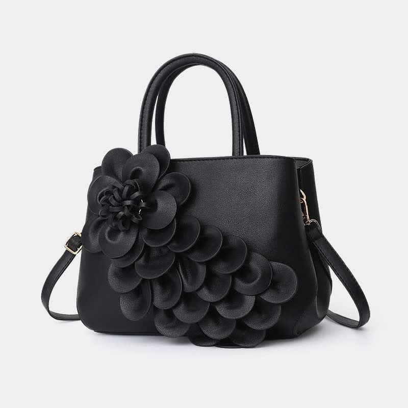 Damen Floral Elegante Schultertasche Vegan Leder Handtasche Satchel Geldbörsen