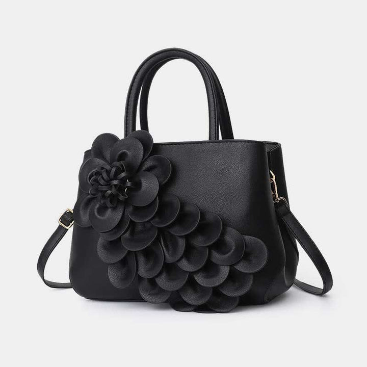 Damen Floral Elegante Schultertasche Vegan Leder Handtasche Satchel Geldbörsen