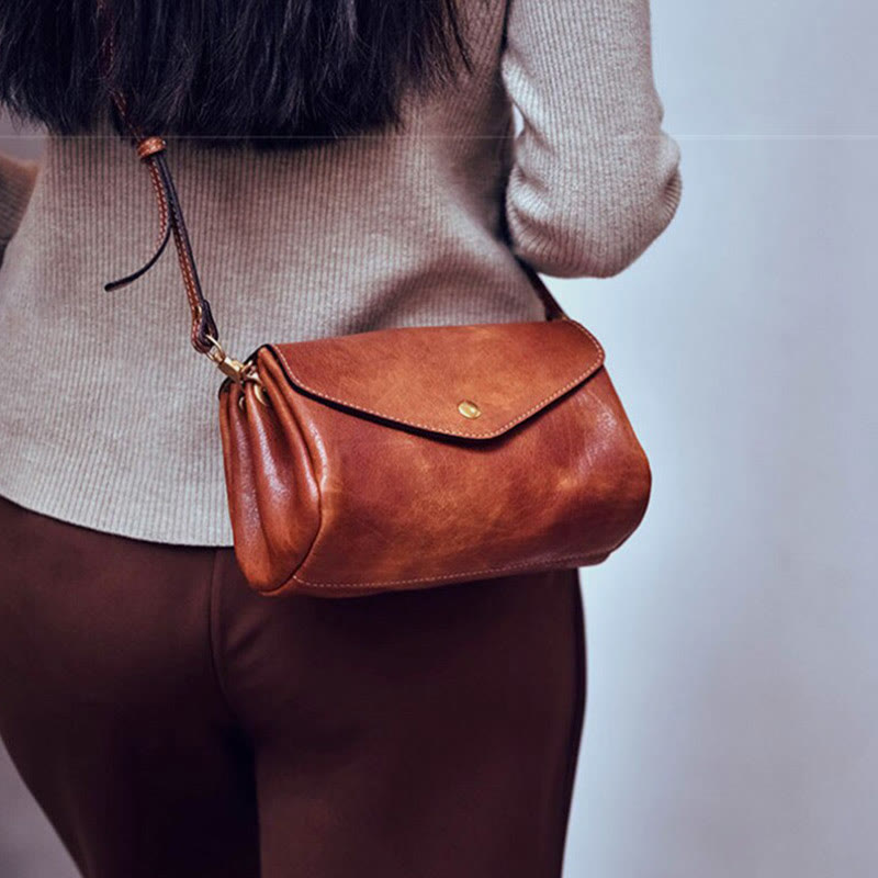 Umhängetasche für Damen, leichte Tasche aus weichem Leder mit mehreren Fächern