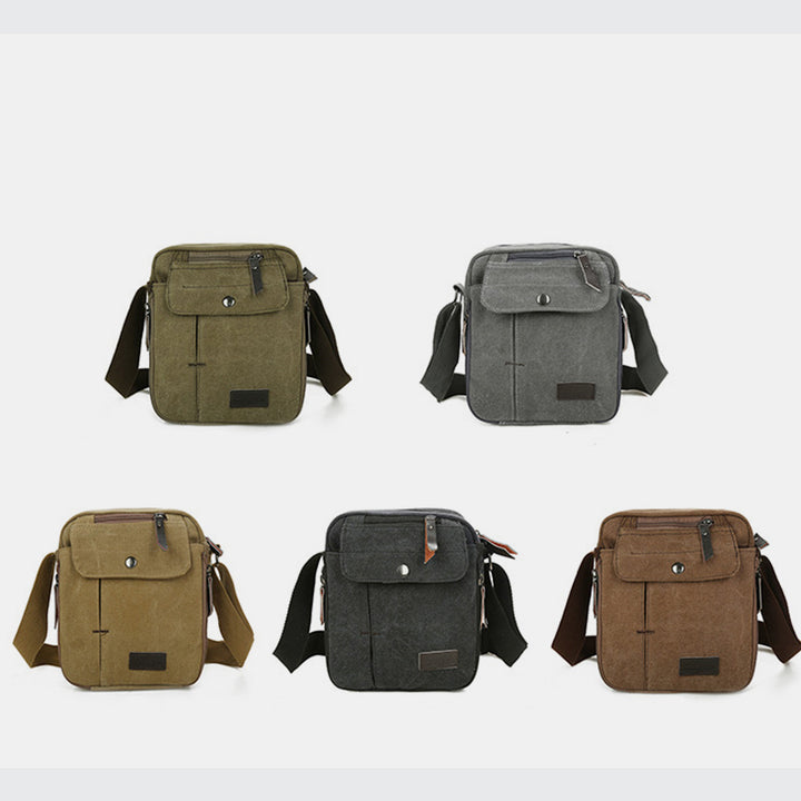 Kleine Umhängetasche für Herren mit mehreren Fächern, Reisetasche aus Canvas