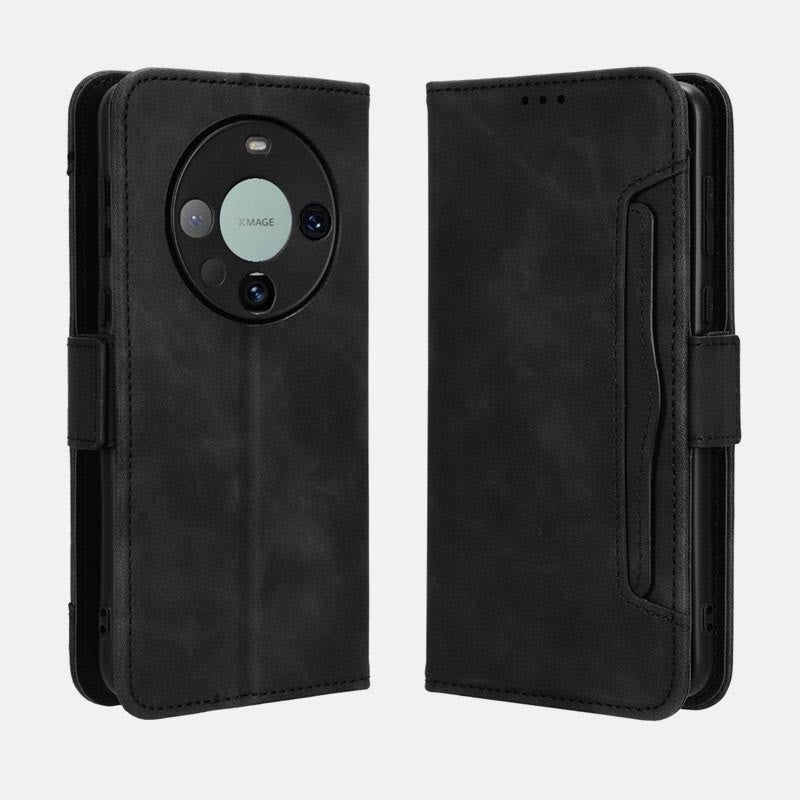 Huawei Mate 60 Clamshell-Telefonhülle aus Leder mit mehreren Kartenfächern