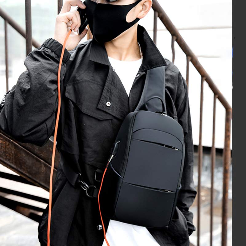 Sling Crossbody Rucksack Umhängetasche für Herren mit USB-Ladeanschluss