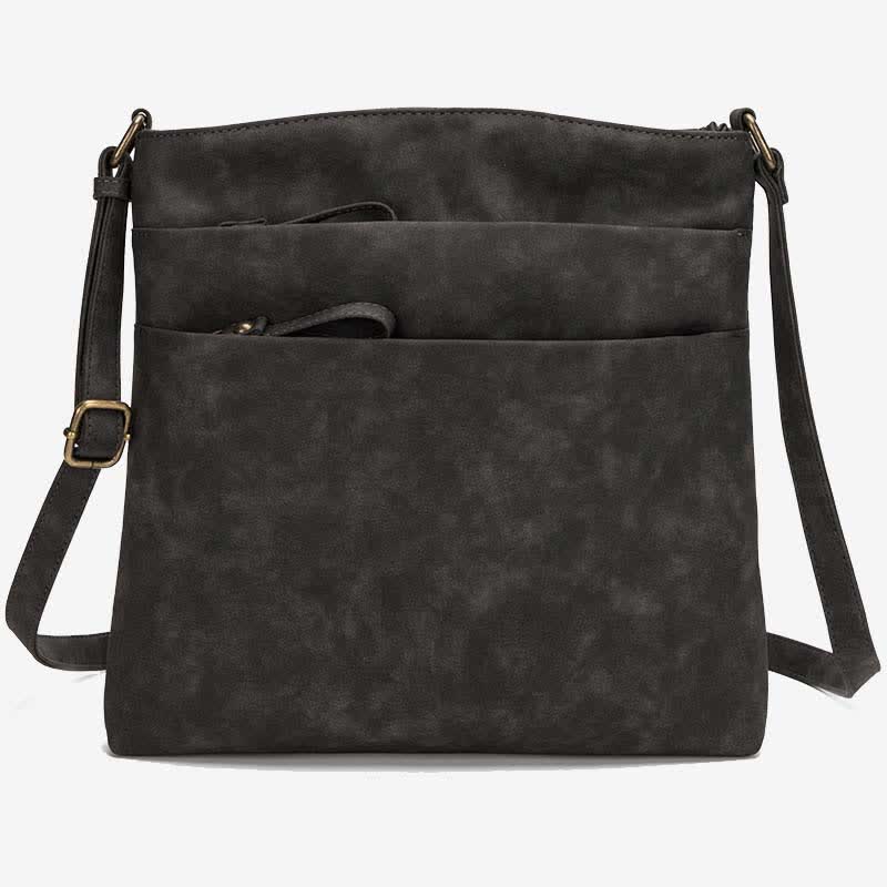 Umhängetaschen für Damen, mittlere Größe, 3 Reißverschlüsse, Schulterhandtasche aus Leder