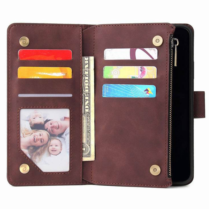 Funktionelle Handyhülle für iPhone Samsung Reißverschluss Brieftasche Hülle Armband Clutch