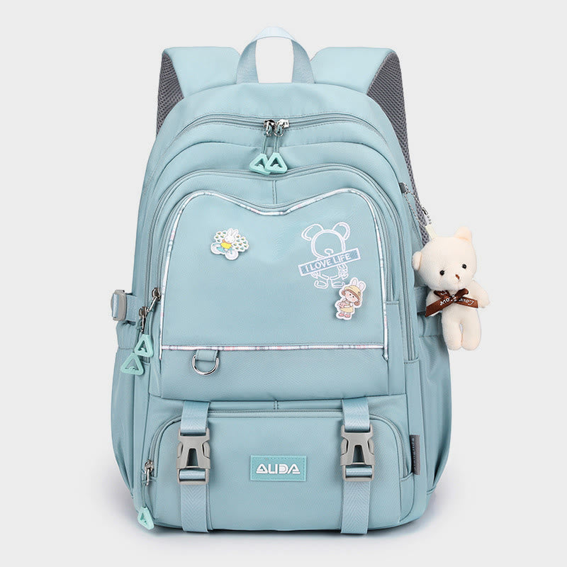 Rucksack für Damen, mehrere Taschen, großes Fassungsvermögen, Polyesterfaser, Schul-Tagesrucksack